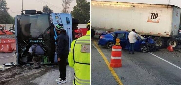 Tráiler provoca carambola carretera México-Querétaro, hay varios heridos