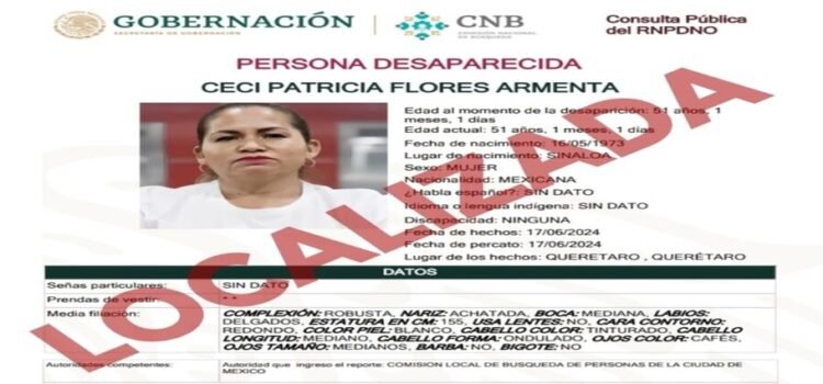 Es localizada Ceci Flores, madre buscadora, en su casa en Querétaro