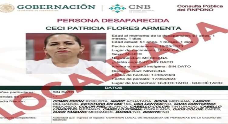 Es localizada Ceci Flores, madre buscadora, en su casa en Querétaro