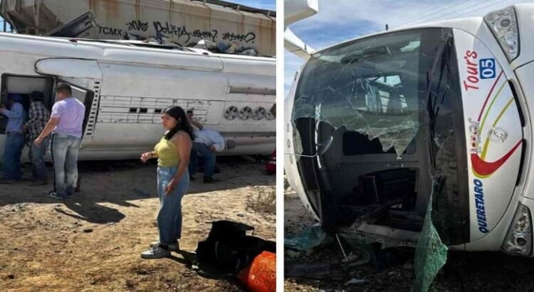 Un autobús queretano es embestido por el tren en Coahuila