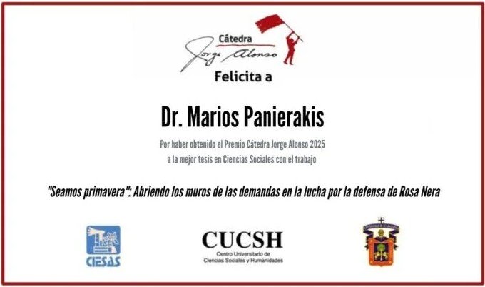 Reconocen al sociólogo griego Marios Panierakis con la Cátedra Jorge Alonso 2025
